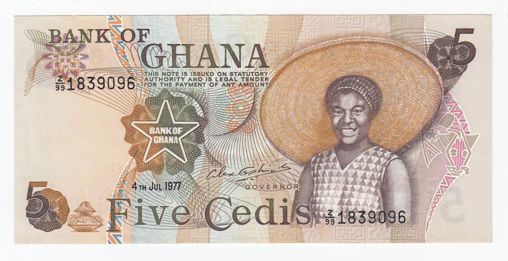 Гана Банкнота 5 седи 1977 год AUNC (28869)