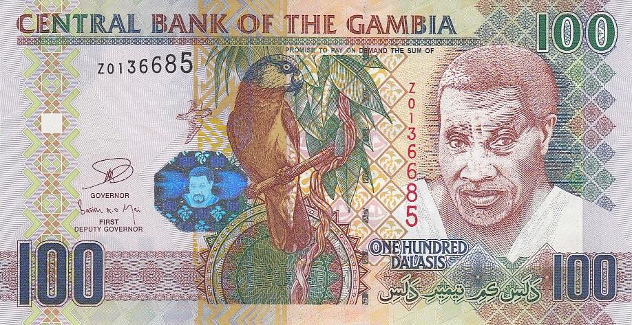 Гамбия Банкнота 100 даласи 2013 год Серия замещения Z UNC (27053)