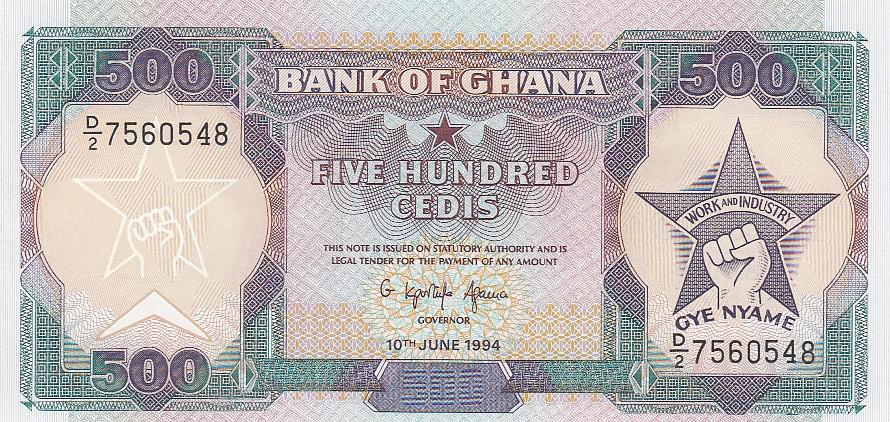 Гана Банкнота 500 седи 1994 год UNC (26255)
