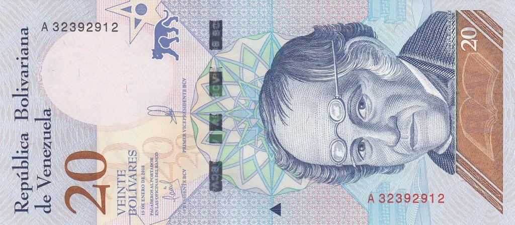 Венесуэла Банкнота 20 боливаров 2018 год UNC (28173)