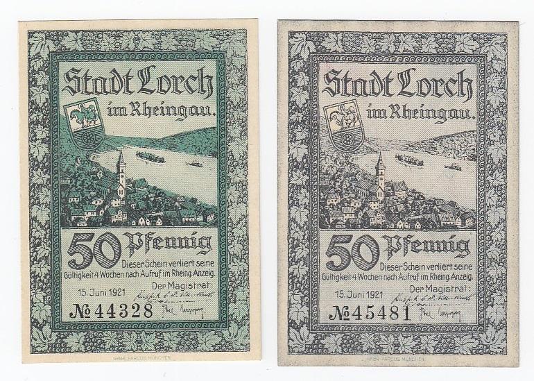Германия Полный набор 2 нотгельда 1921 год Lorch UNC (27135)