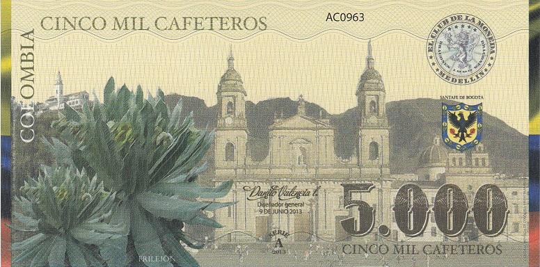 Колумбия Бона 5000 кафетерос 2013 год UNC (26480)