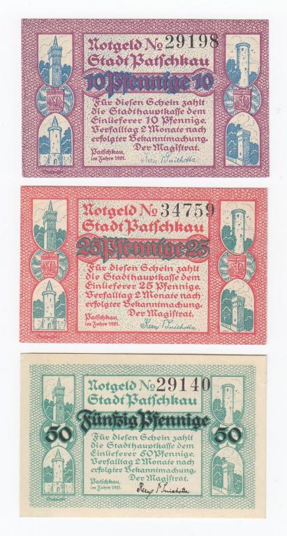 Германия Полный набор 3 нотгельда 1921 год  AUNC/UNC (29123)