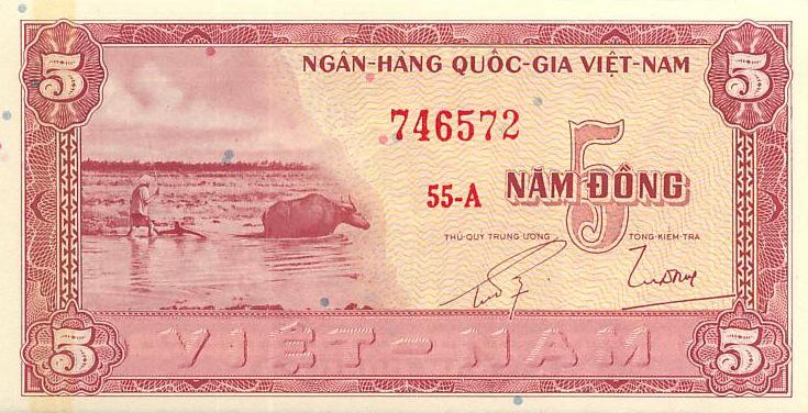 Южный Вьетнам Банкнота 5 донгов 1955 год AUNC (3158)