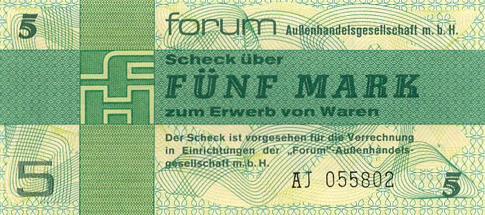 ГДР Банкнота 5 марок 1979 год UNC (2176)