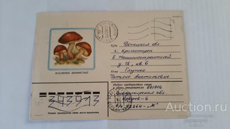 Грибы. Масленок зернистый. Без марки. Гашение.