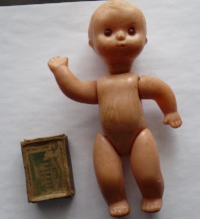 Кукла мальчик, рельефные волосы, на резинках, 17см, СССР