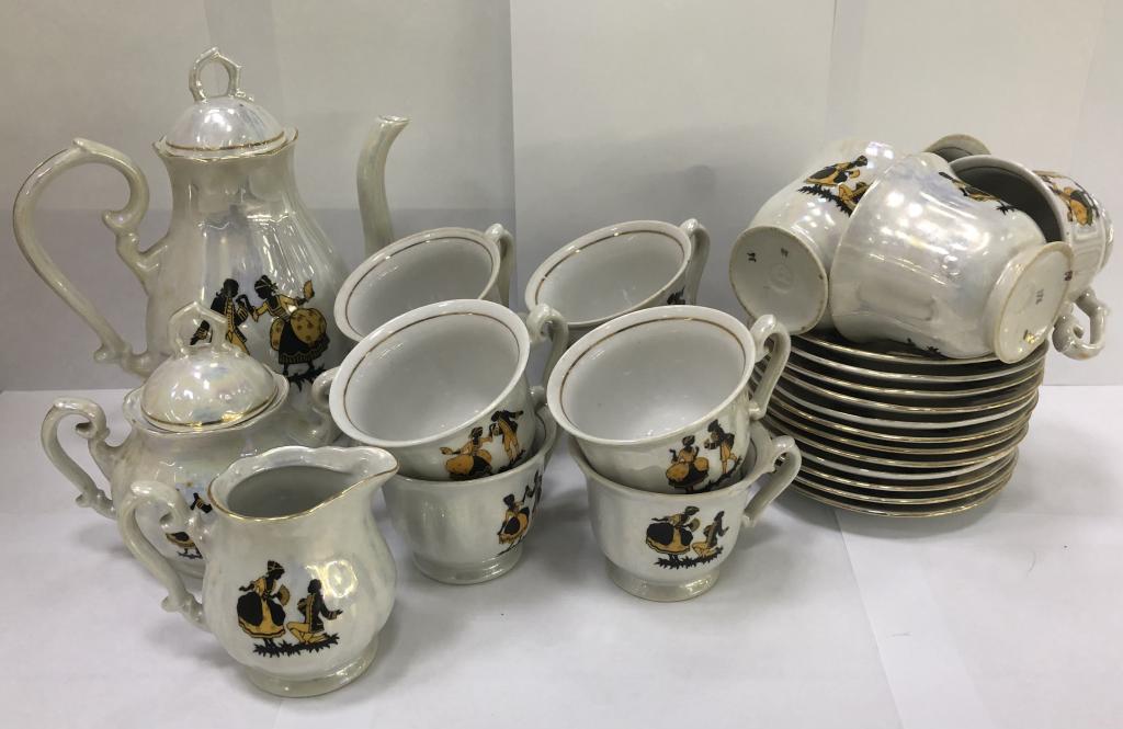 Чайный кофейный сервиз 27 предметов  Черный принц Югославия РЕДКИЙ