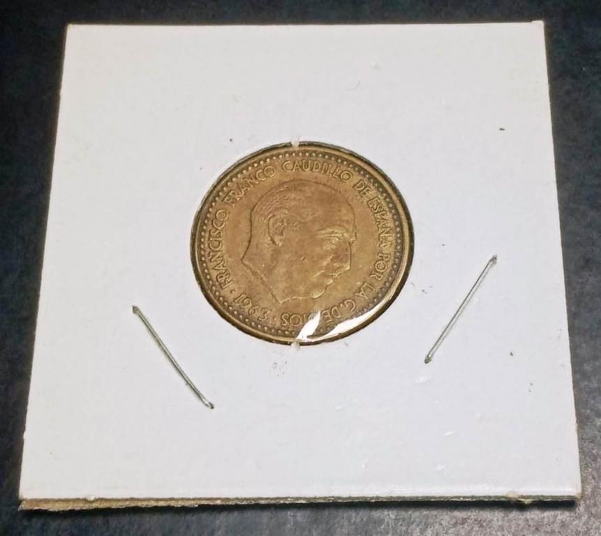 1 песета (peseta) 1963 Испания 64 внутри звезды