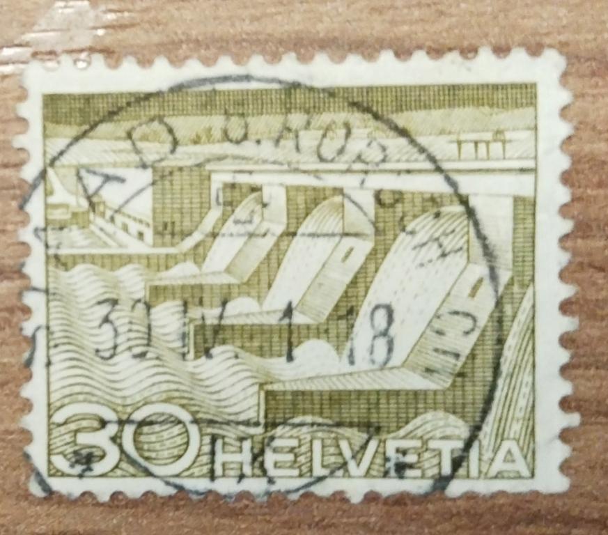 Почтовая марка Швейцария 1949 Плотина 