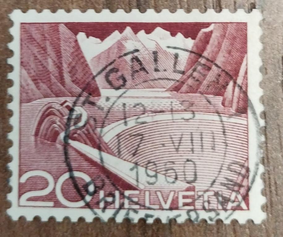 Почтовая марка Швейцария 1949 Плотина 