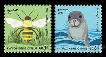 Кипр   2021  Европа. Национальная дикая природа. Фауна. Пчела и тюлень