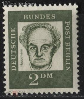 de-b1961_213 Западный Берлин. Герхарт Гауптман, драматург 2 DM ** 3 евро
