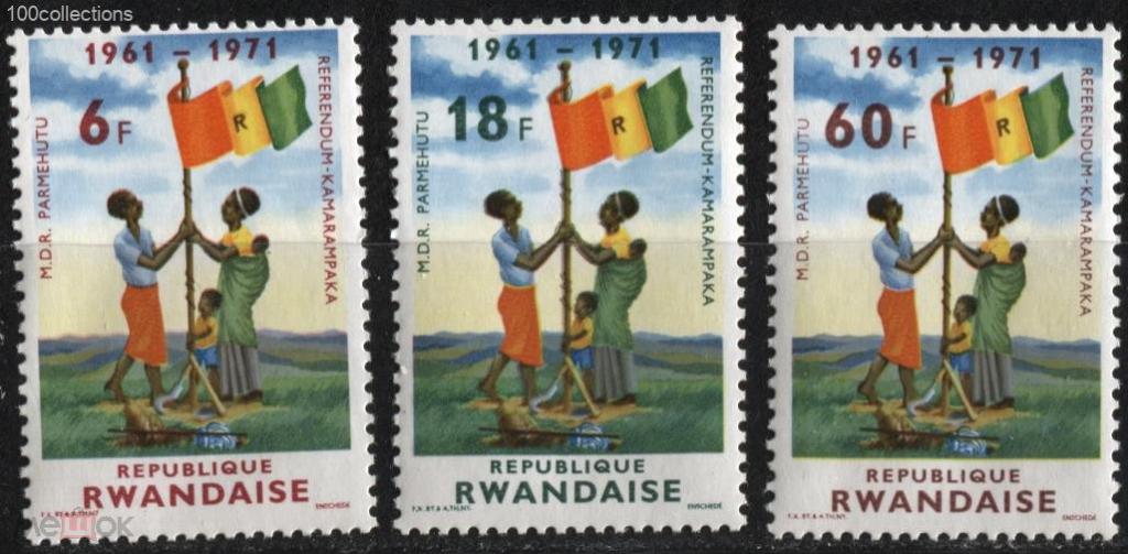 rw1972_497-99 Руанда Референдум. Флаг. ** 2.4 евро(2014)