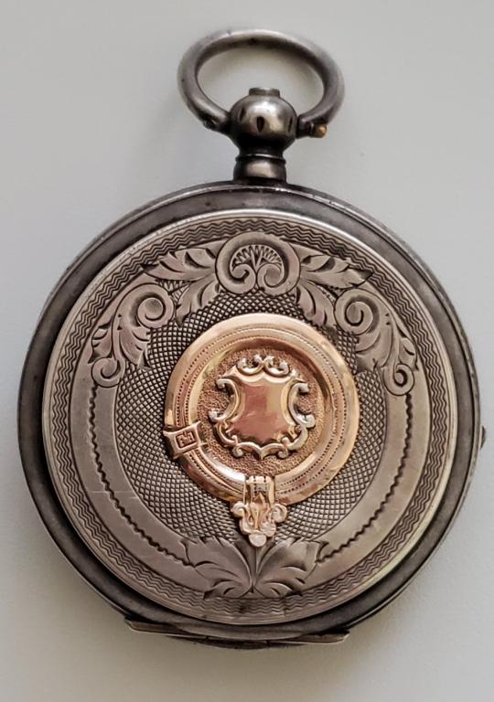 Часы карманные  Brenets, 1870, серебро с золотой вставкой