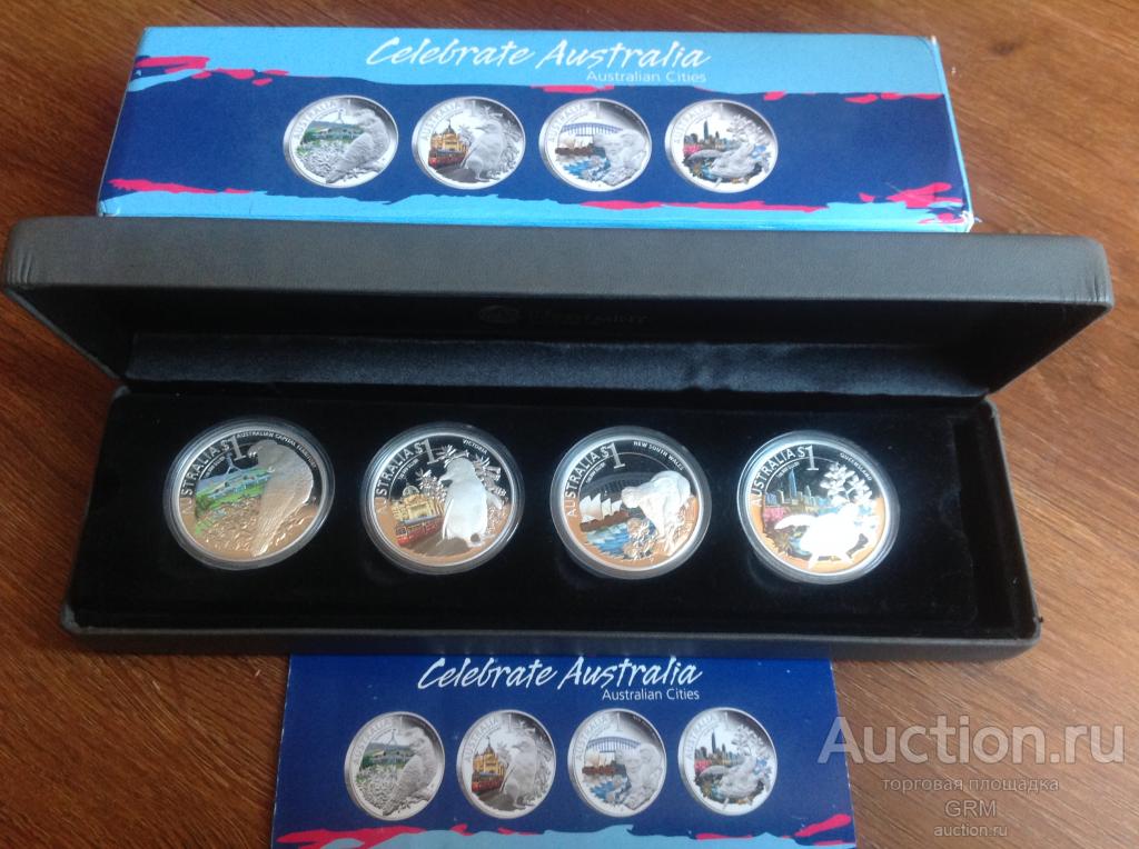 Австралия 4х1 доллар 2010 НАБОР 4 монеты серия Празднуйте Австралию/Celebrate Australia Серебро Пруф
