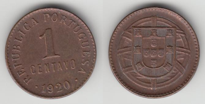 Португалия 1 сентаво 1920