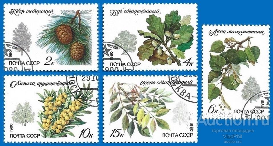 1980 СССР 5120-24 (Z 5052-56) Деревья и кустарники. CTO