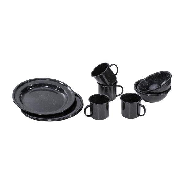 Набор столовой посуды Mil-Tec Dinnerware Set Western Enamel 12 pcs. black
