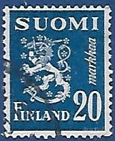 Финляндия. 1950. Герб 1930 года - дизайн Хаммарстена-Янссона. Гашение.