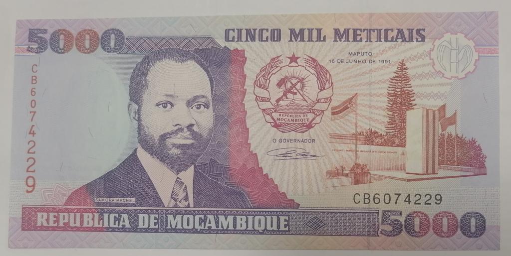 МОЗАМБИК 5000 МЕТИКАЛ 1991 год P #136 UNC ПРЕСС