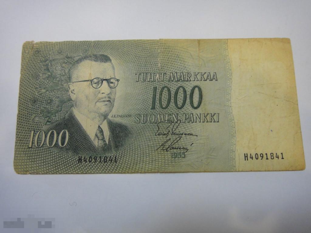 (WG) 1000 марок 1955 Финляндия (Алб) 