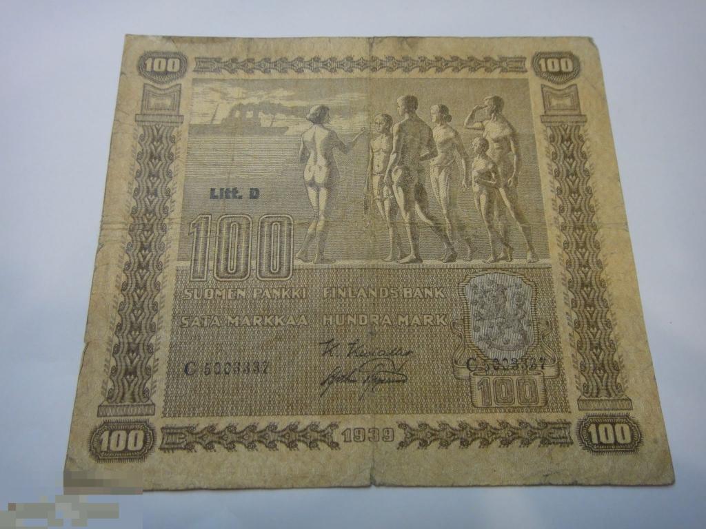 (WG) 100 марое Финляндия 1939 (Алб) редкие 