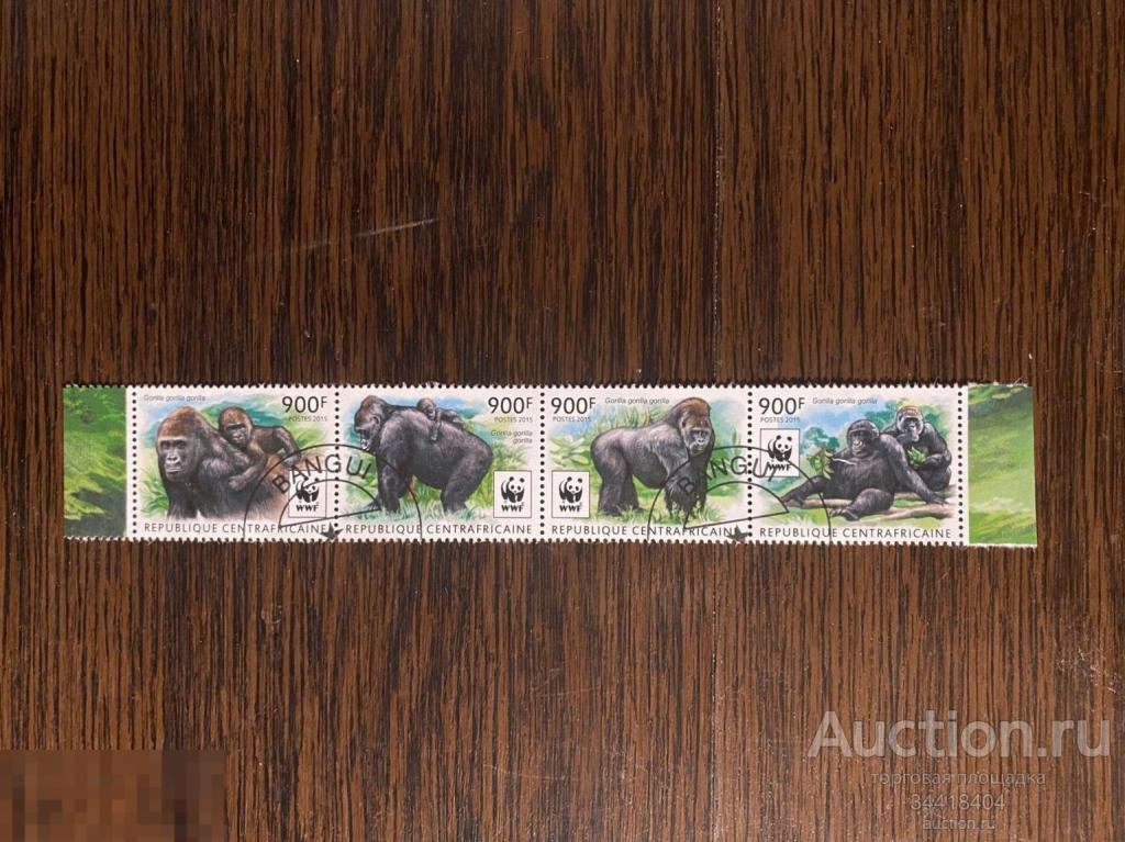 ЦАР(Африка) 2015 фауна приматы гориллы сцепка WWF гаш 