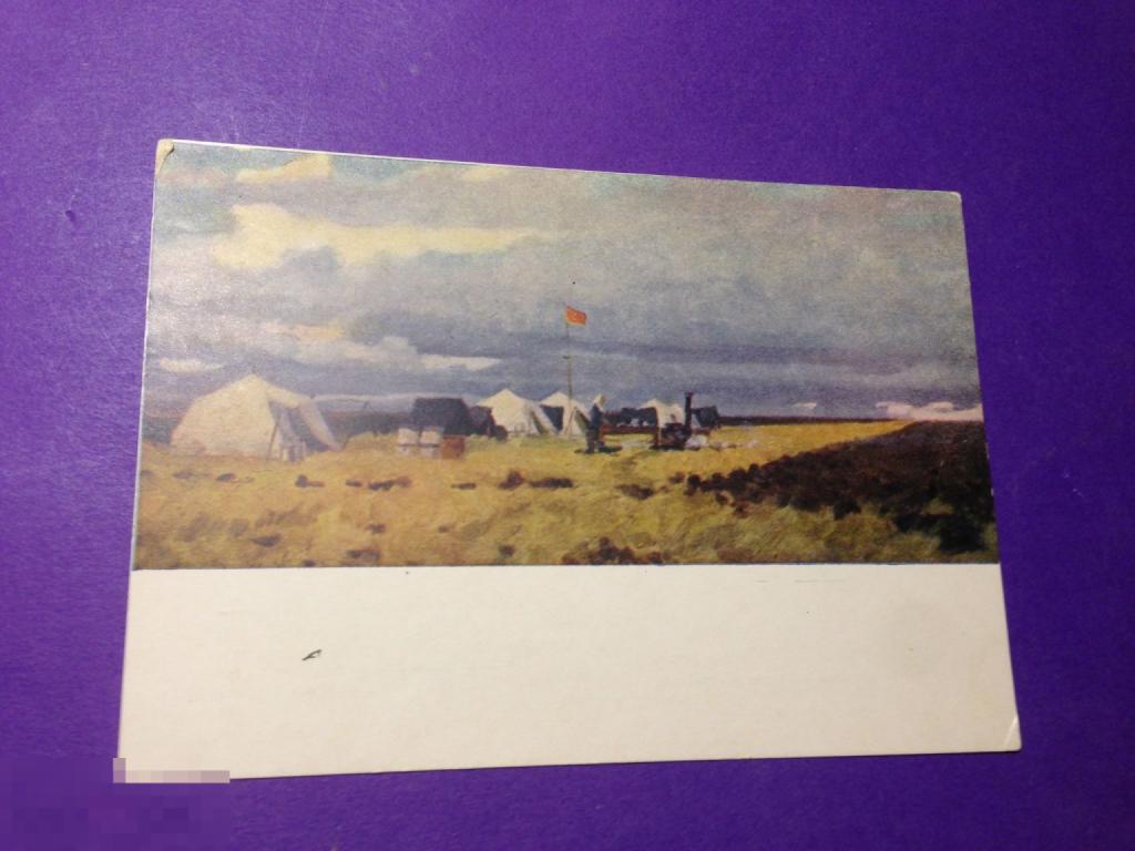 ог103 1955 Последняя загонка Казахстан Галицкий палатки флаг соцреализм   чистая    ххх 