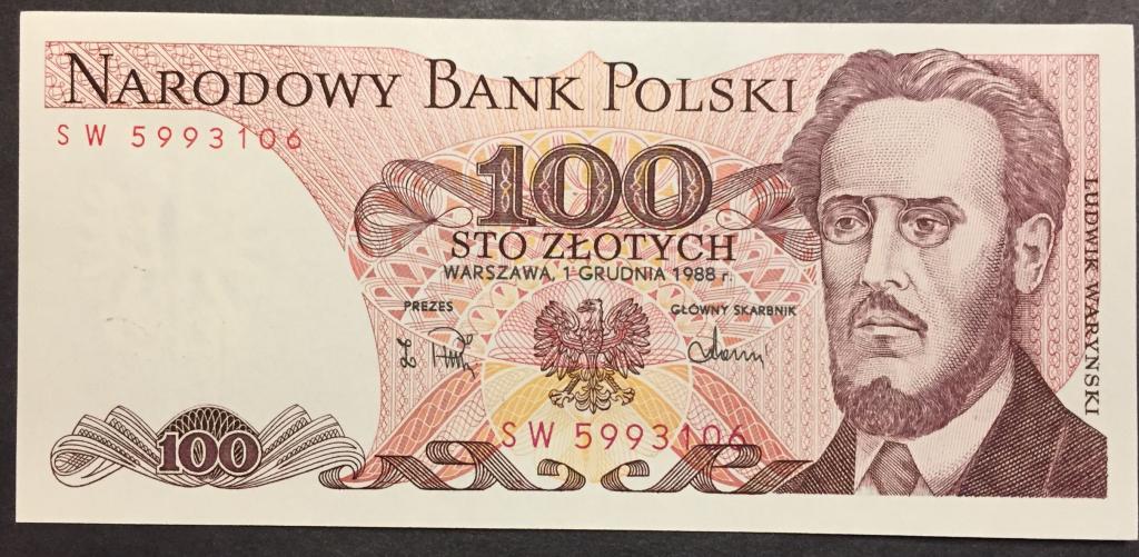 100 злотых 1988 год SW 5993106 Польша пресс