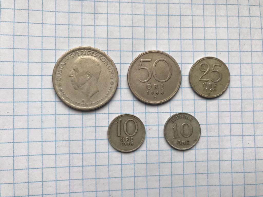 Набор серебрянных монет Швеции. 5шт.