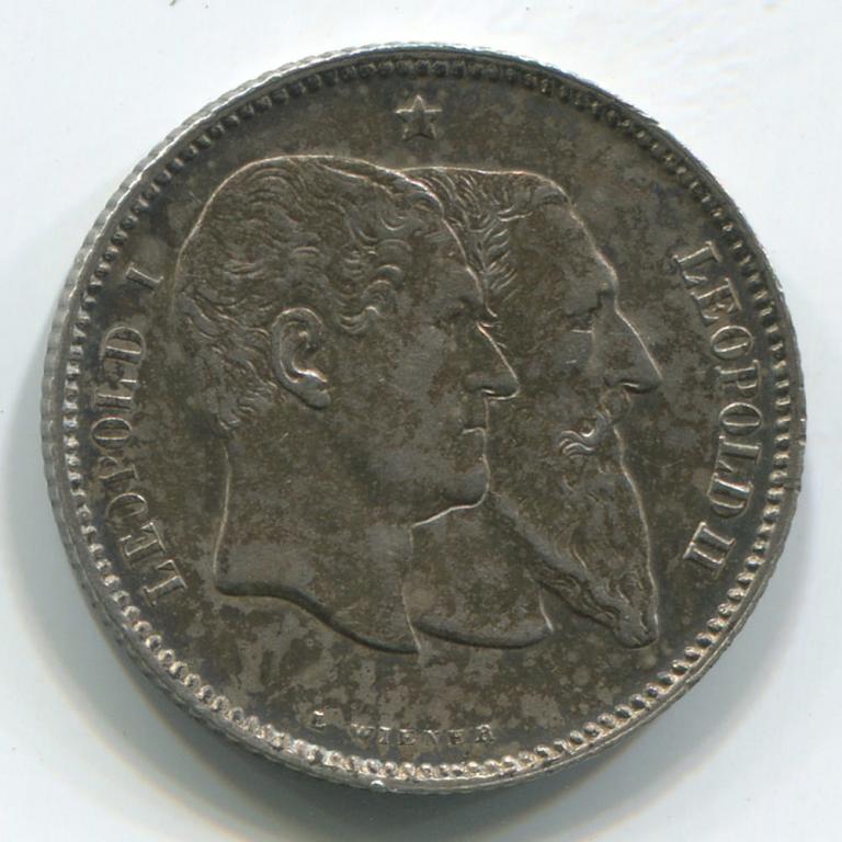 БЕЛЬГИЯ 1 ФРАНК 1880 AUNC(50 летие независимости)