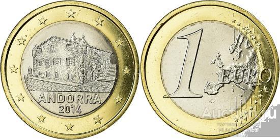 Андорра 1 евро 2014-2023 XF-UNC