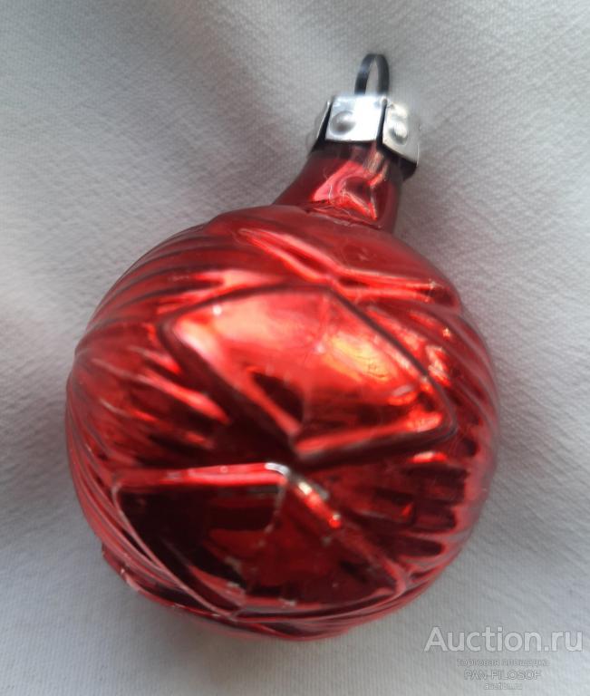 !!! ВИНТАЖНАЯ ЁЛОЧНАЯ ИГРУШКА КРАСНЫЙ НЕ БОЛЬШОЙ ШАРИК СССР !!!