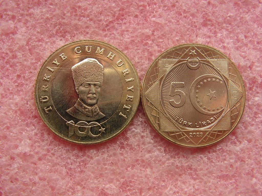 Турция 5 лир 2023 республика 100 лет unc