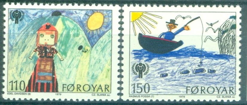 Фарерские о-ва (Дания) 1979 г. Год ребенка Детский рисунок часть серии негашеная **