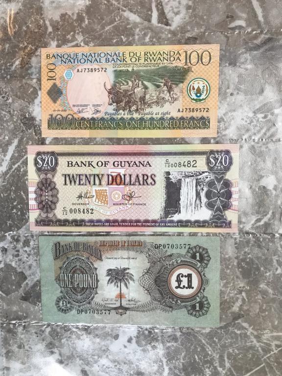 Набор банкнот: Руанда,Гаяна,Биафра.