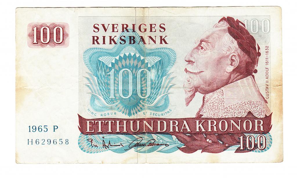 Швеция 100 крон 1965 год.бона