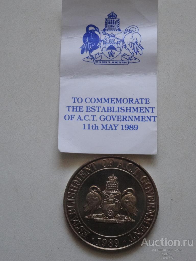 Австралия сувенирная памятная медаль 1989 года "Создание правительства ACT".