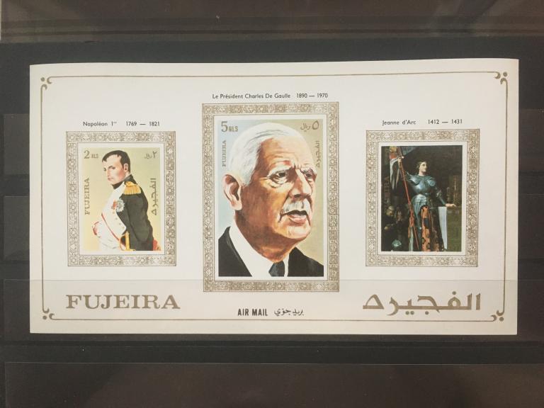 Фуджейра. «Живопись. Наполеон. Жанна д Арк. Шарль де Голь»        1970  **Mi.BLA101