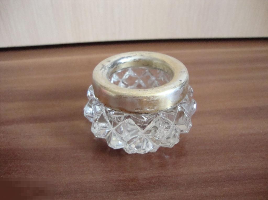 солонка хрусталь серебро 875 проба СССР 