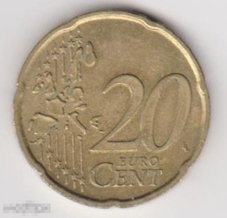 2001 г. Финляндия. 20 евроцентов. Из оборота. 