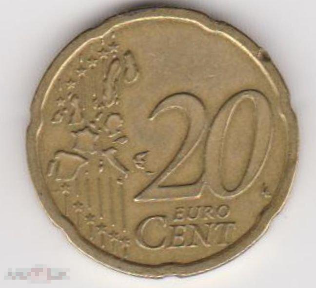 2000 г. Австрия. 20 евроцентов. Из оборота. 