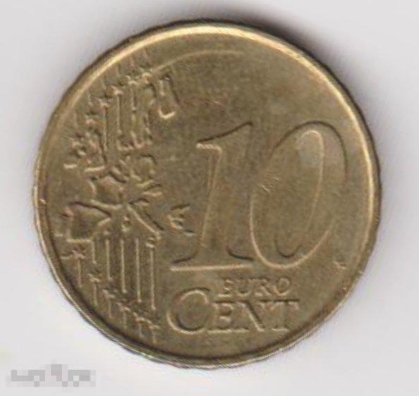 2001 г. Нидерланды. 10 евроцентов. Из оборота. 