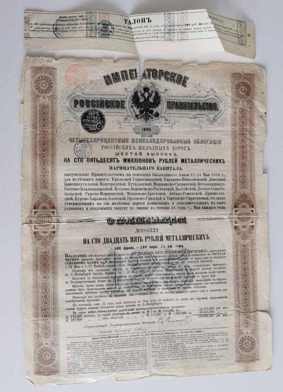 521 4% Консолидированная облигация РЖД 125 рублей 1880 Российские железные дороги облигация