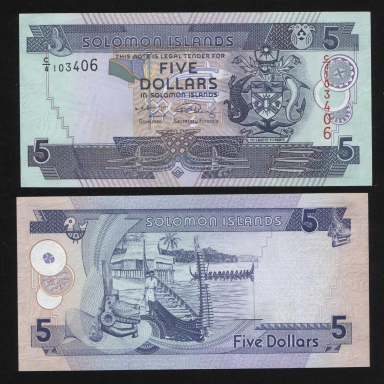 Соломоновы острова 5 долларов 2008 UNC пресс 406 424