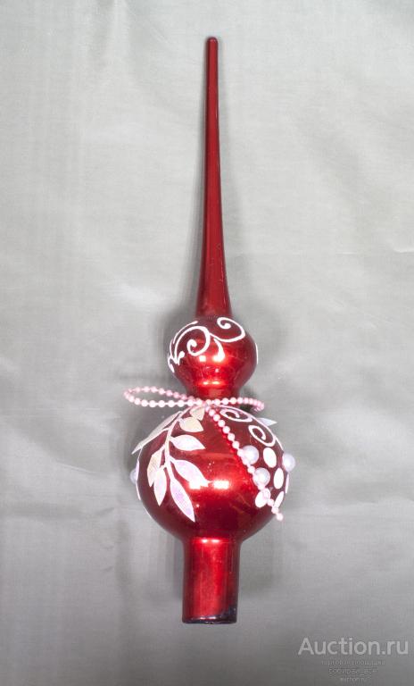 Елочная игрушка Навершие на ёлку, красное, высота 27 см  (20)