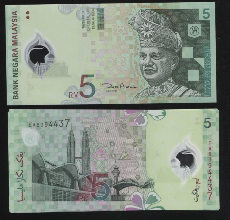 Малайзия 5 ринггит 2004 полимер пластик UNC пресс (974 834 437 442)
