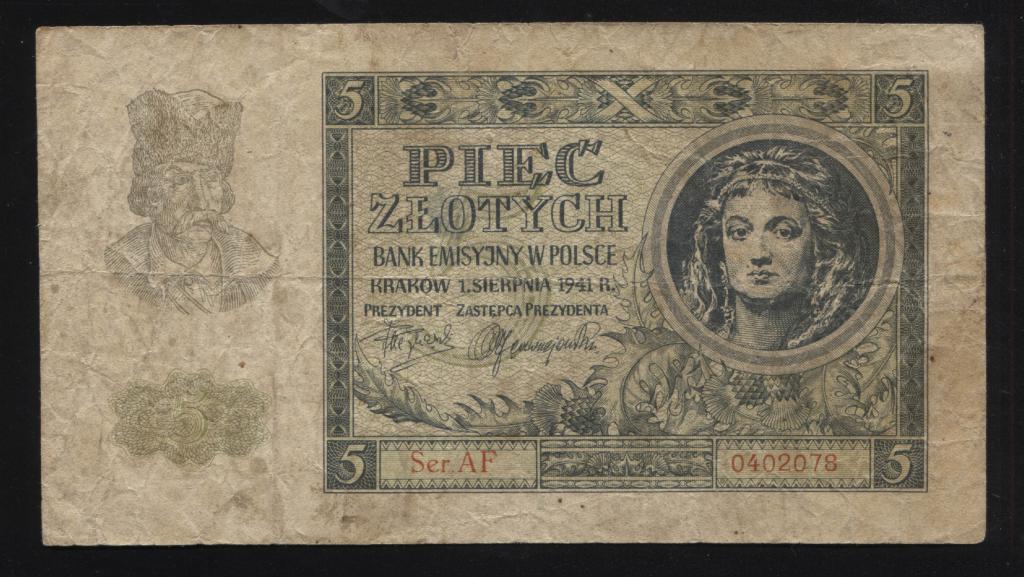 Польша 5 злотых 1941 Генерал-губернаторство Немецкая оккупация 78