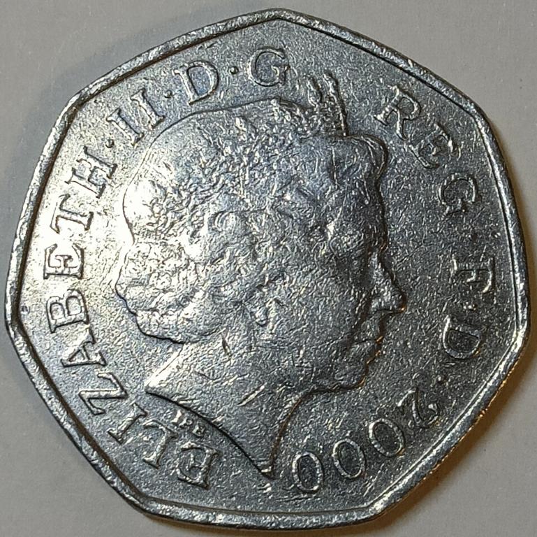Великобритания 50 пенсов 2000 год, Состояние XF, Оригинал; _170_